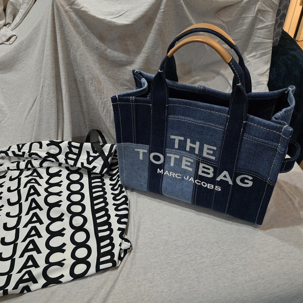 Marc Jacobs Medium Denim Tote Bag and Logo Pouch